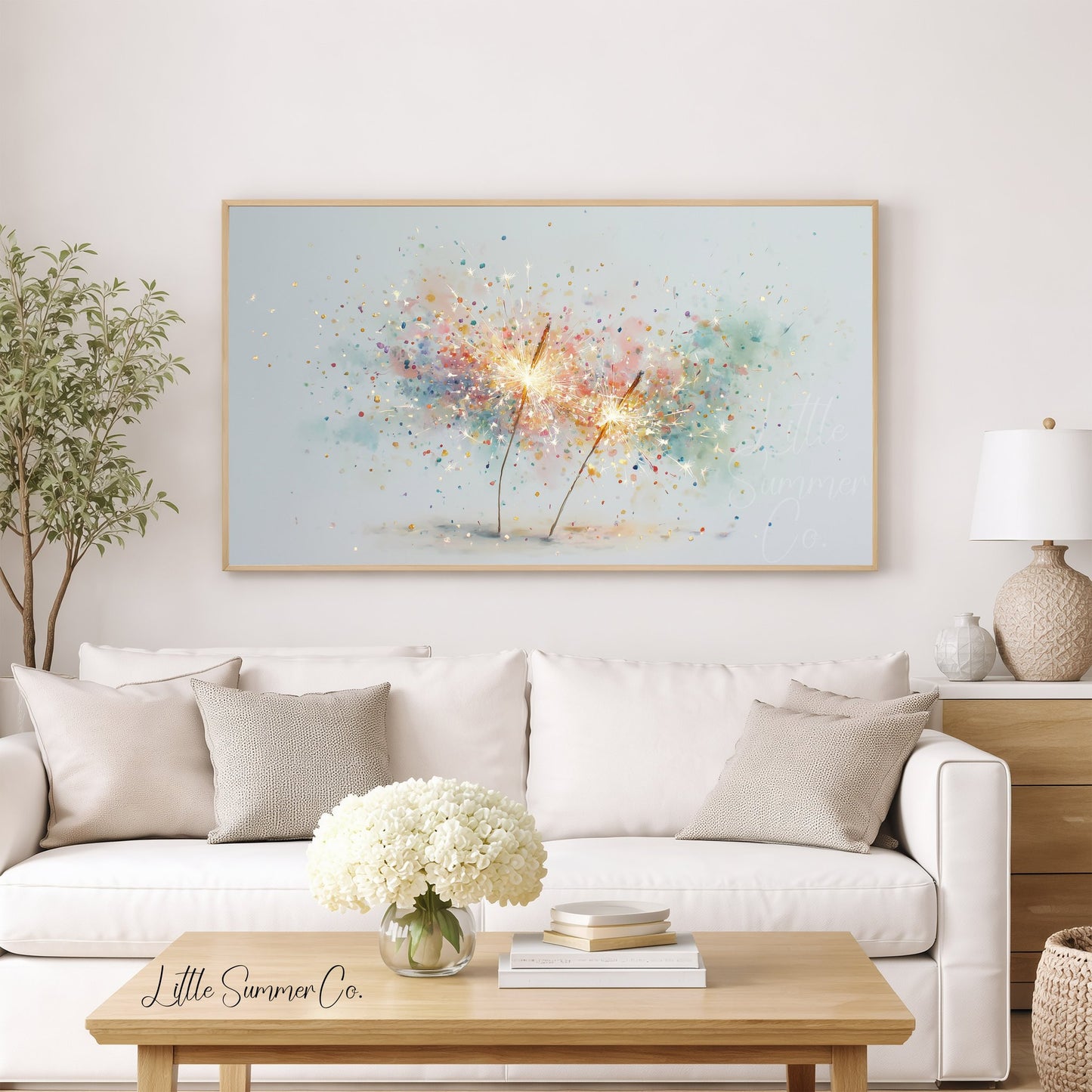 Celebration Sparklers Frame TV Art displayed on a TV