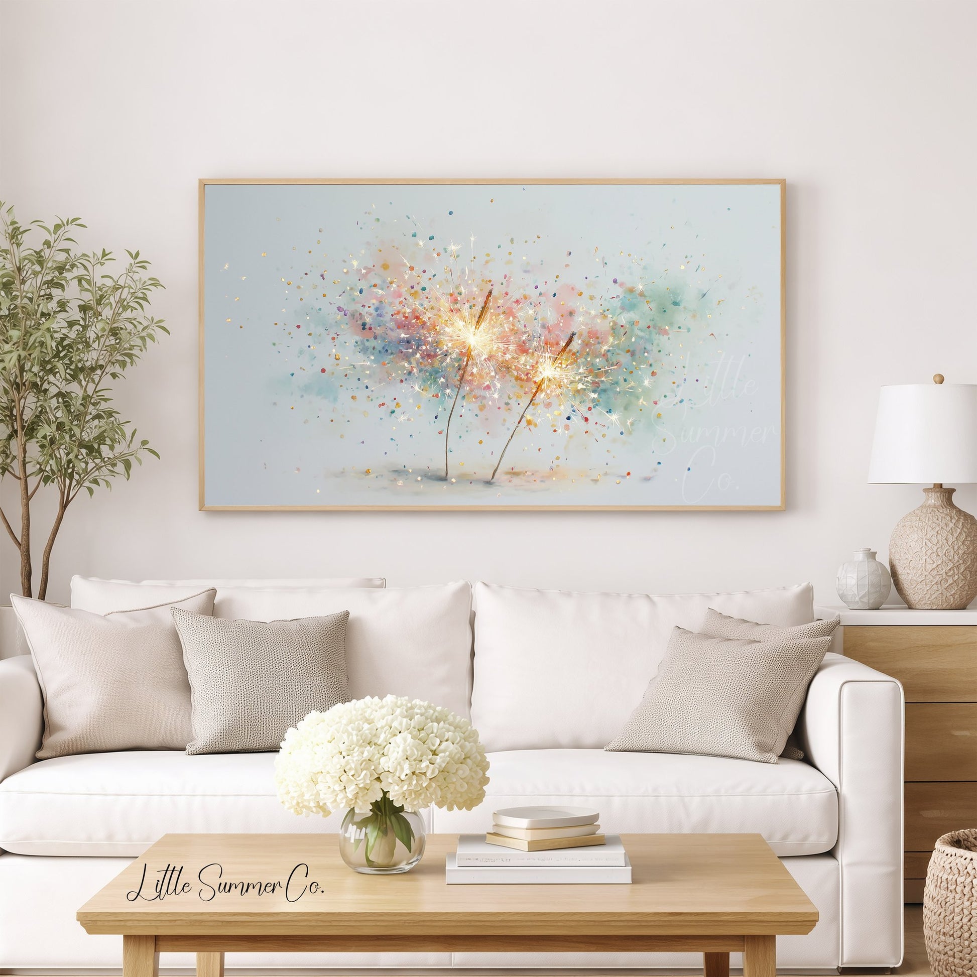 Celebration Sparklers Frame TV Art displayed on a TV