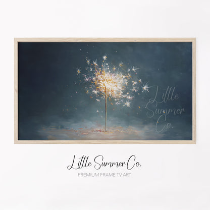 Glowing Sparkler Frame TV Art displayed on a TV