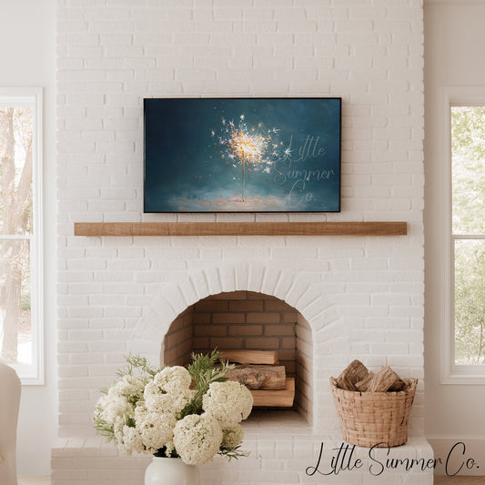Glowing Sparkler Frame TV Art displayed on a TV