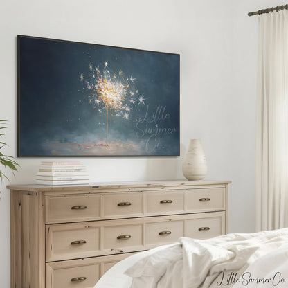 Glowing Sparkler Frame TV Art displayed on a TV