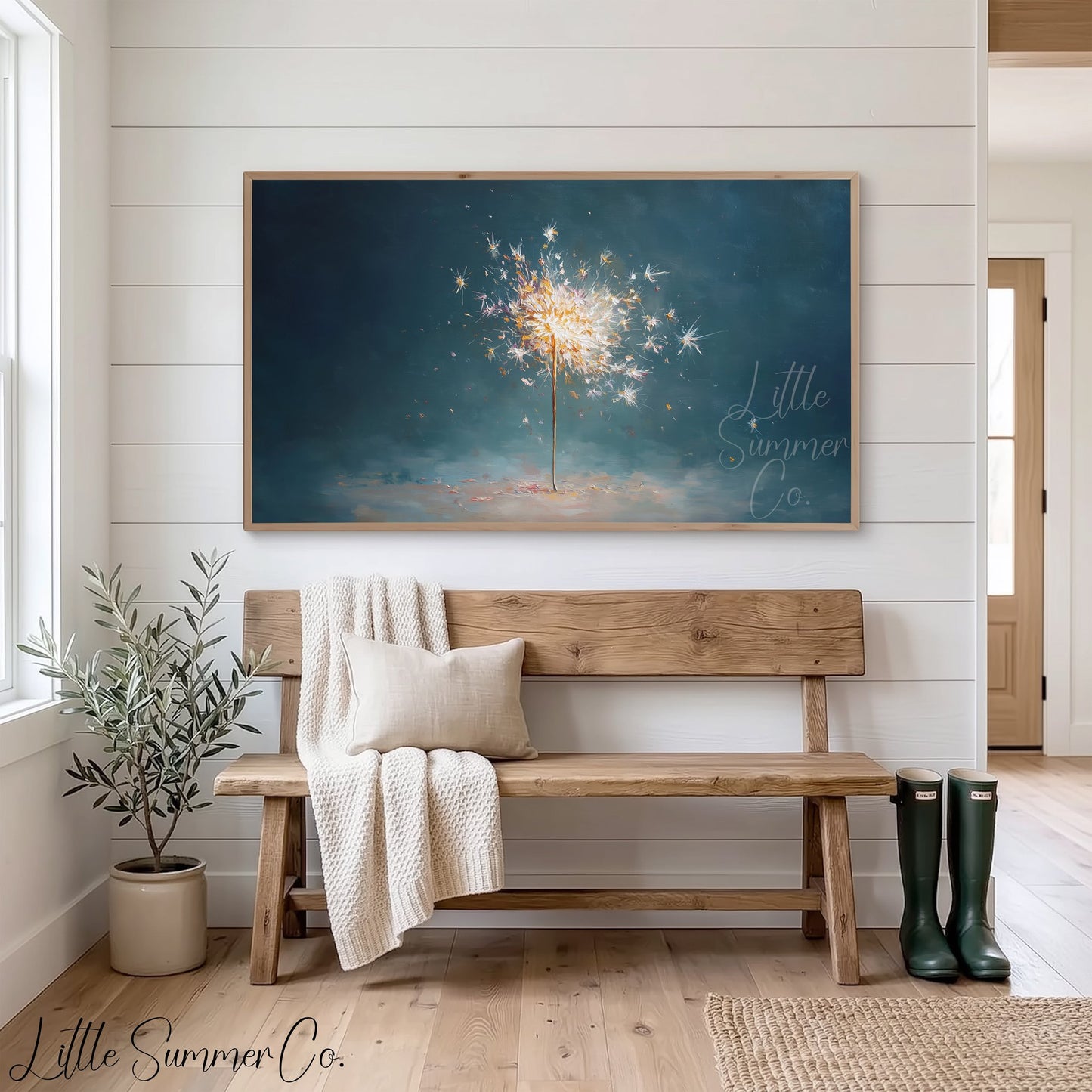 Glowing Sparkler Frame TV Art displayed on a TV