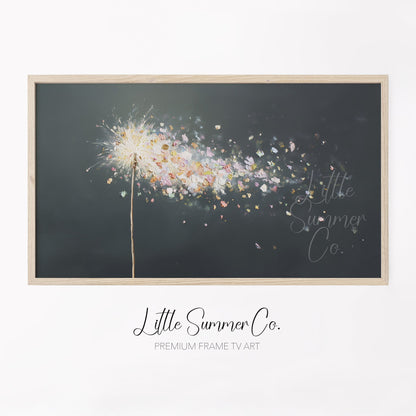 Sparkler Petals in the Wind Frame TV Art displayed on a TV