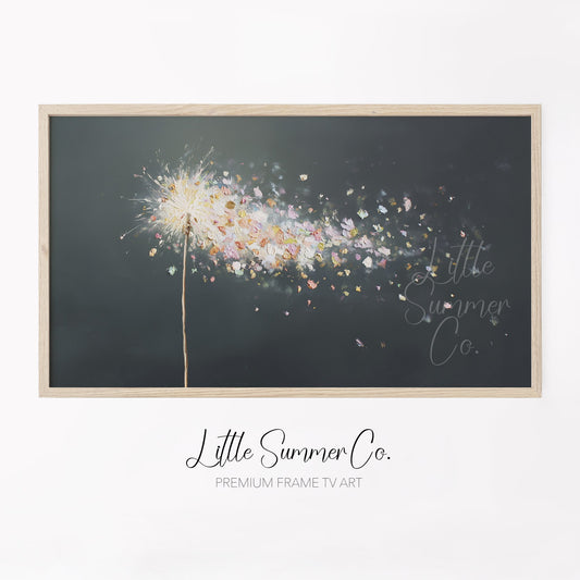 Sparkler Petals in the Wind Frame TV Art displayed on a TV