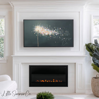 Sparkler Petals in the Wind Frame TV Art displayed on a TV