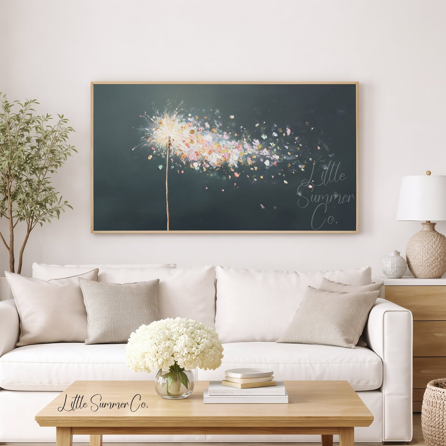 Sparkler Petals in the Wind Frame TV Art displayed on a TV