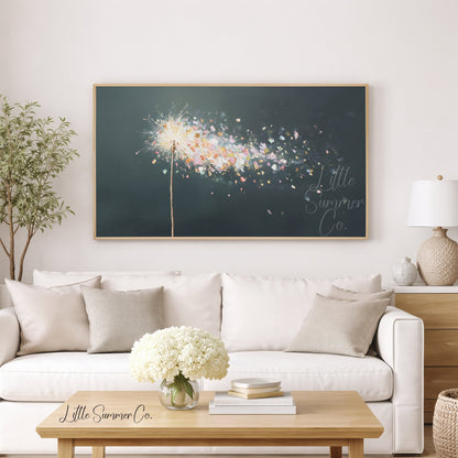 Sparkler Petals in the Wind Frame TV Art displayed on a TV