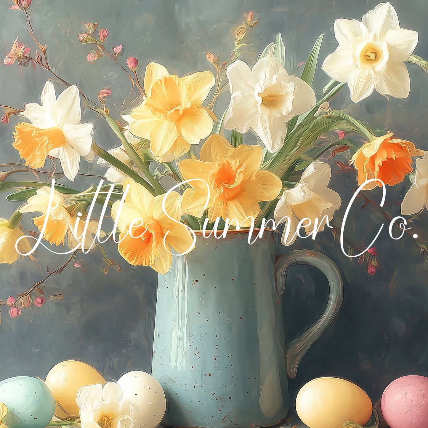 Daffodils With Easter Eggs Frame TV Art displayed on a TV