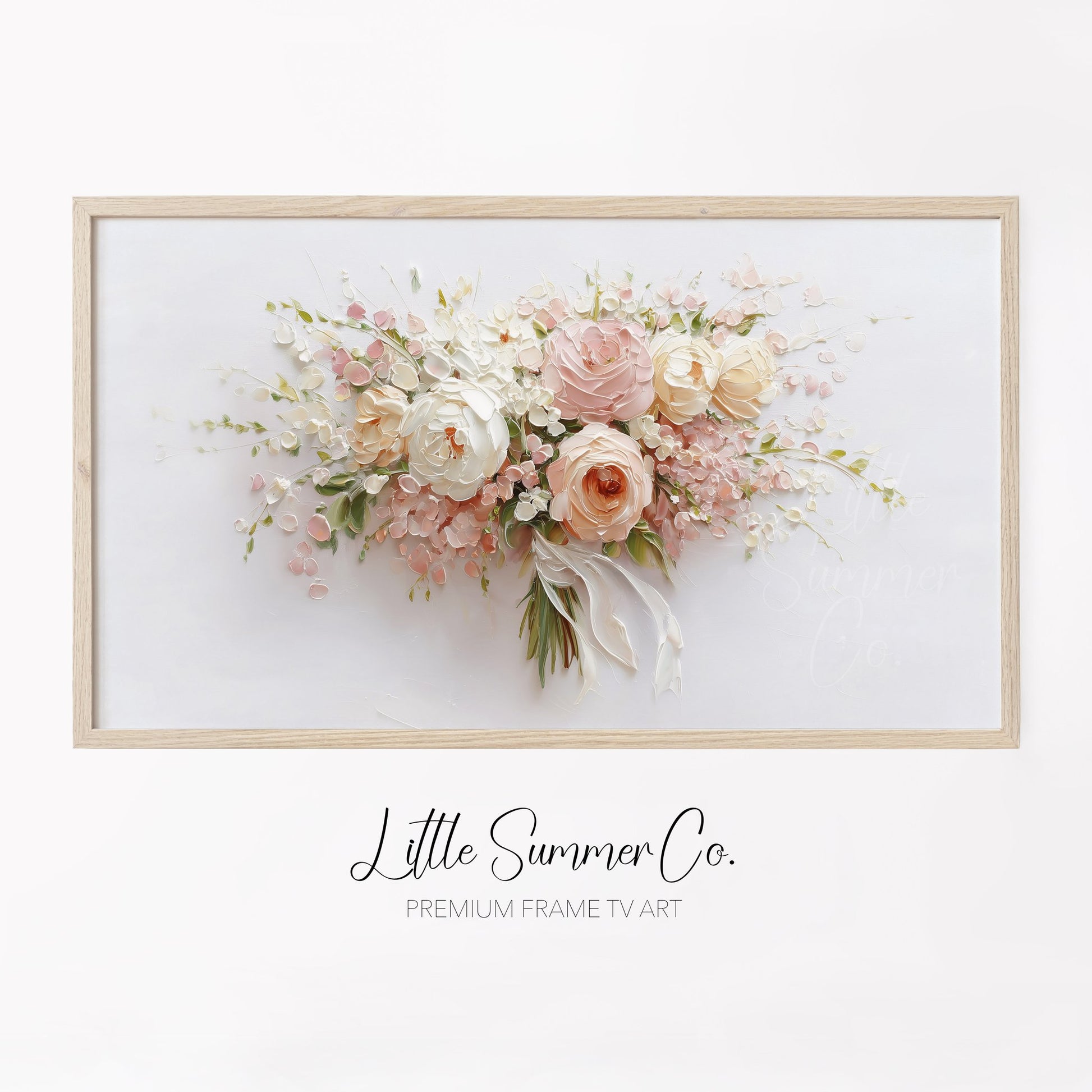 Blush Bouquet Frame TV Art displayed on a TV