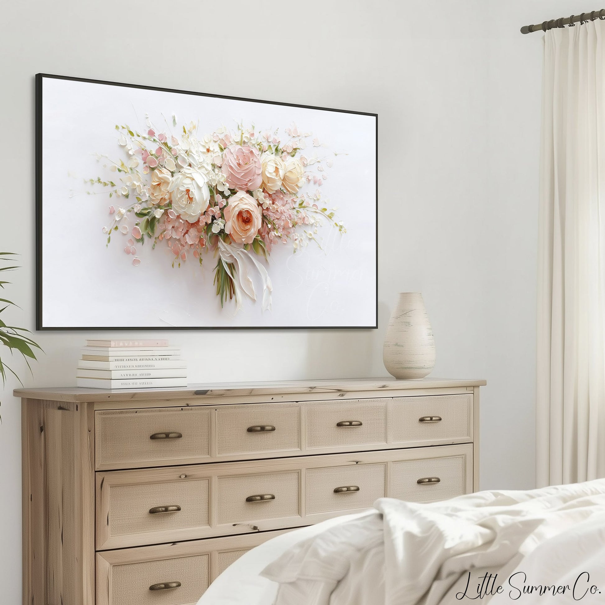 Blush Bouquet Frame TV Art displayed on a TV