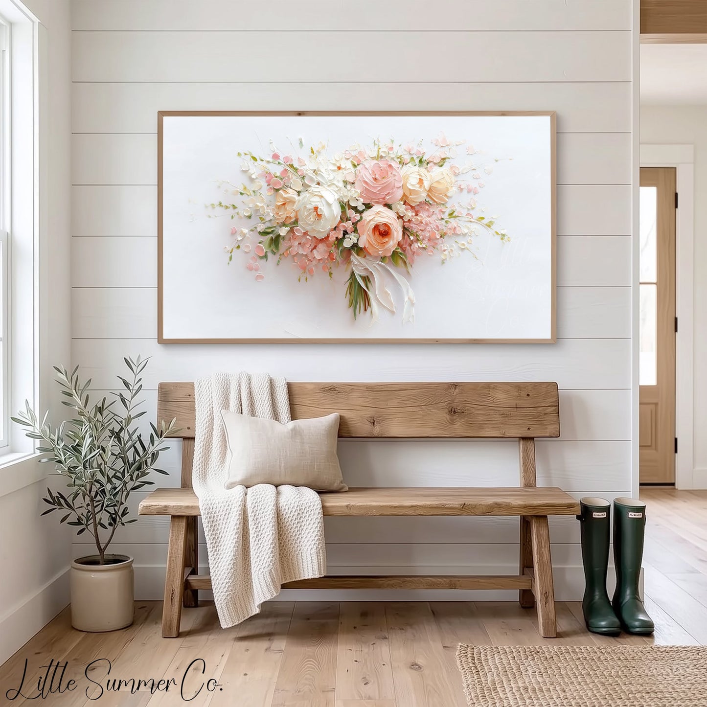 Blush Bouquet Frame TV Art displayed on a TV