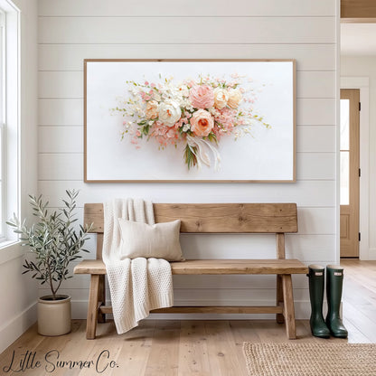 Blush Bouquet Frame TV Art displayed on a TV