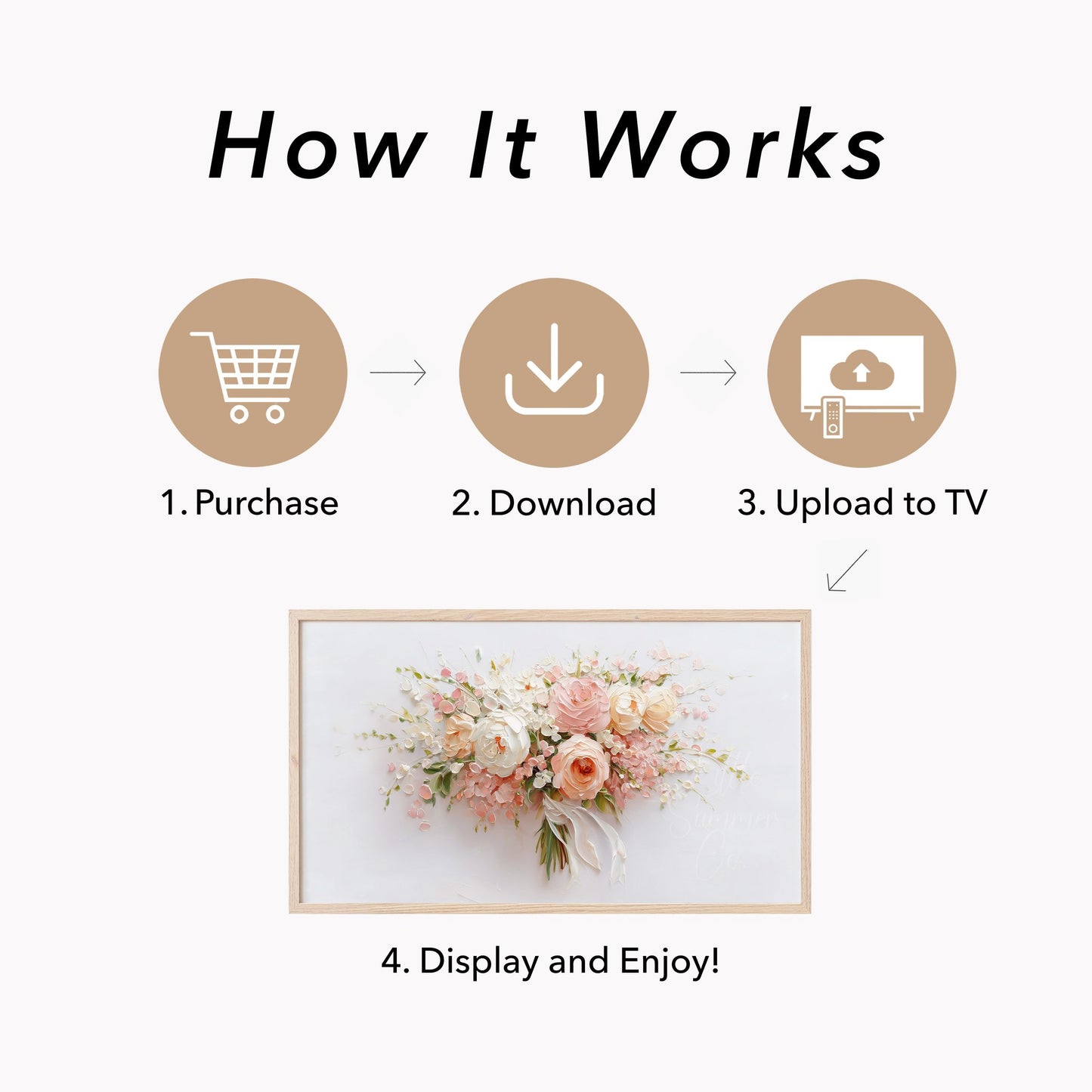 Blush Bouquet Frame TV Art displayed on a TV