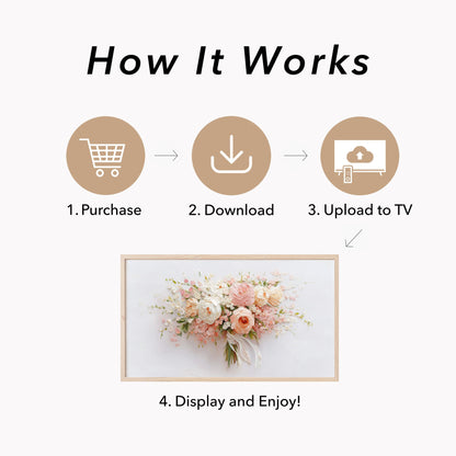 Blush Bouquet Frame TV Art displayed on a TV
