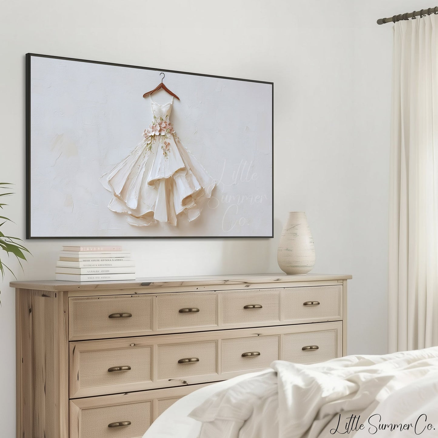 Floral Wedding Dress Frame TV Art displayed on a TV
