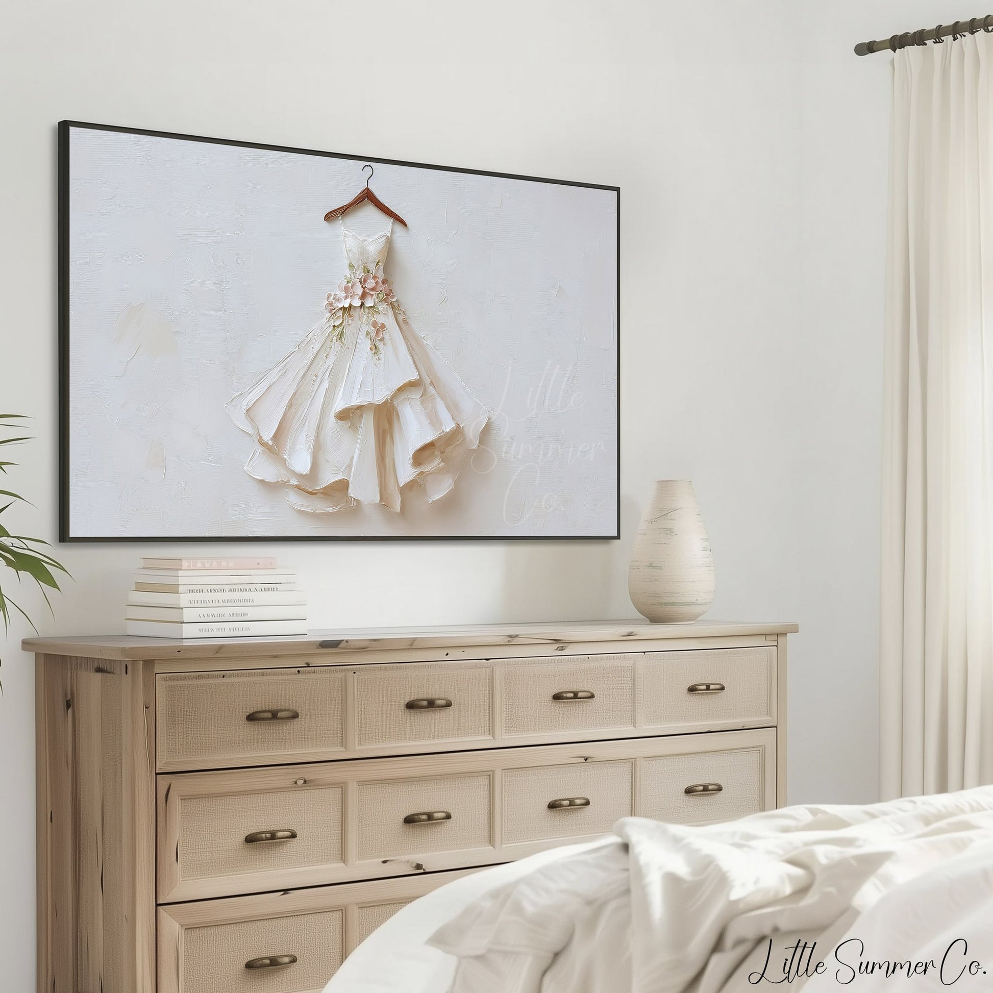 Floral Wedding Dress Frame TV Art displayed on a TV