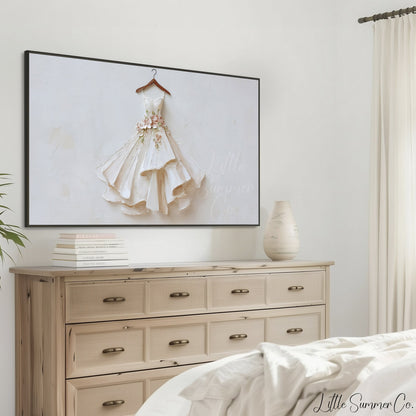 Floral Wedding Dress Frame TV Art displayed on a TV