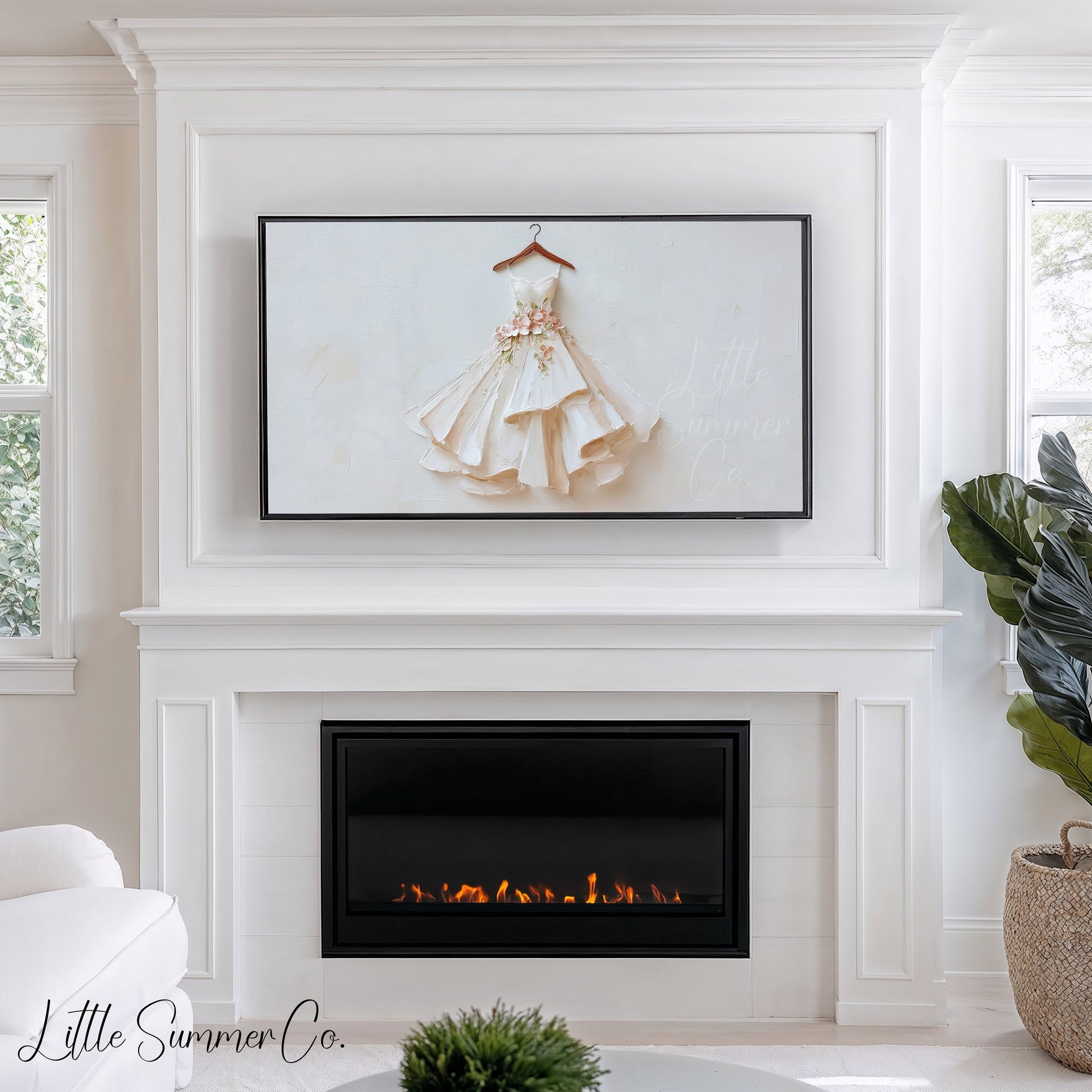 Floral Wedding Dress Frame TV Art displayed on a TV