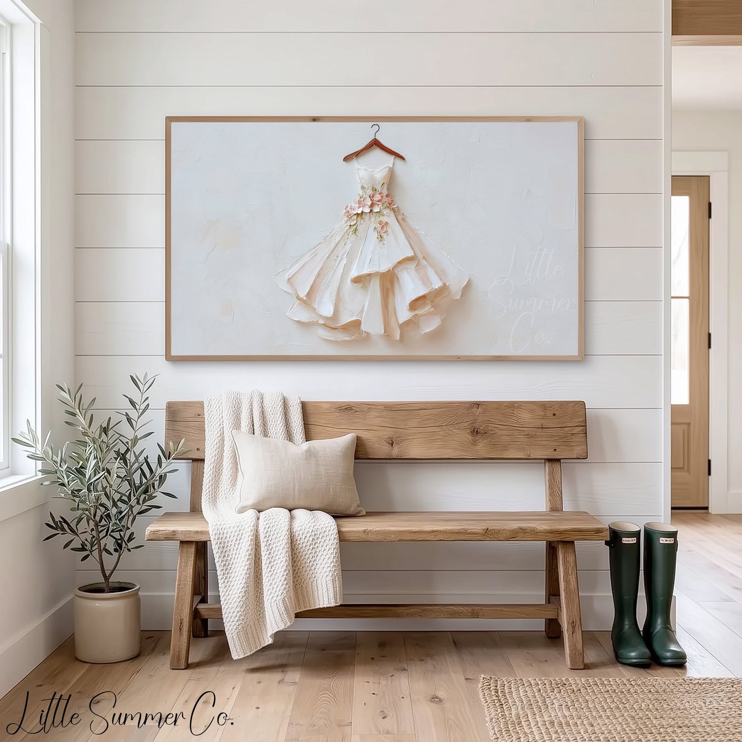 Floral Wedding Dress Frame TV Art displayed on a TV
