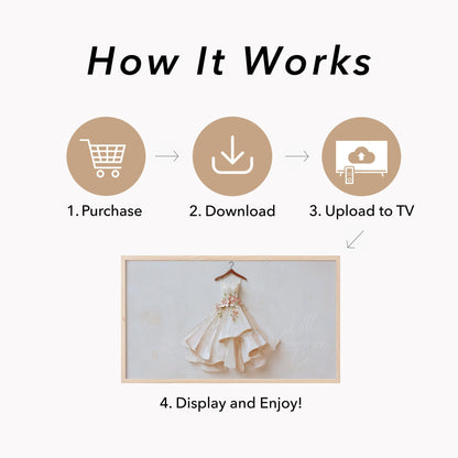 Floral Wedding Dress Frame TV Art displayed on a TV