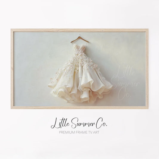Lace Wedding Dress Frame TV Art displayed on a TV