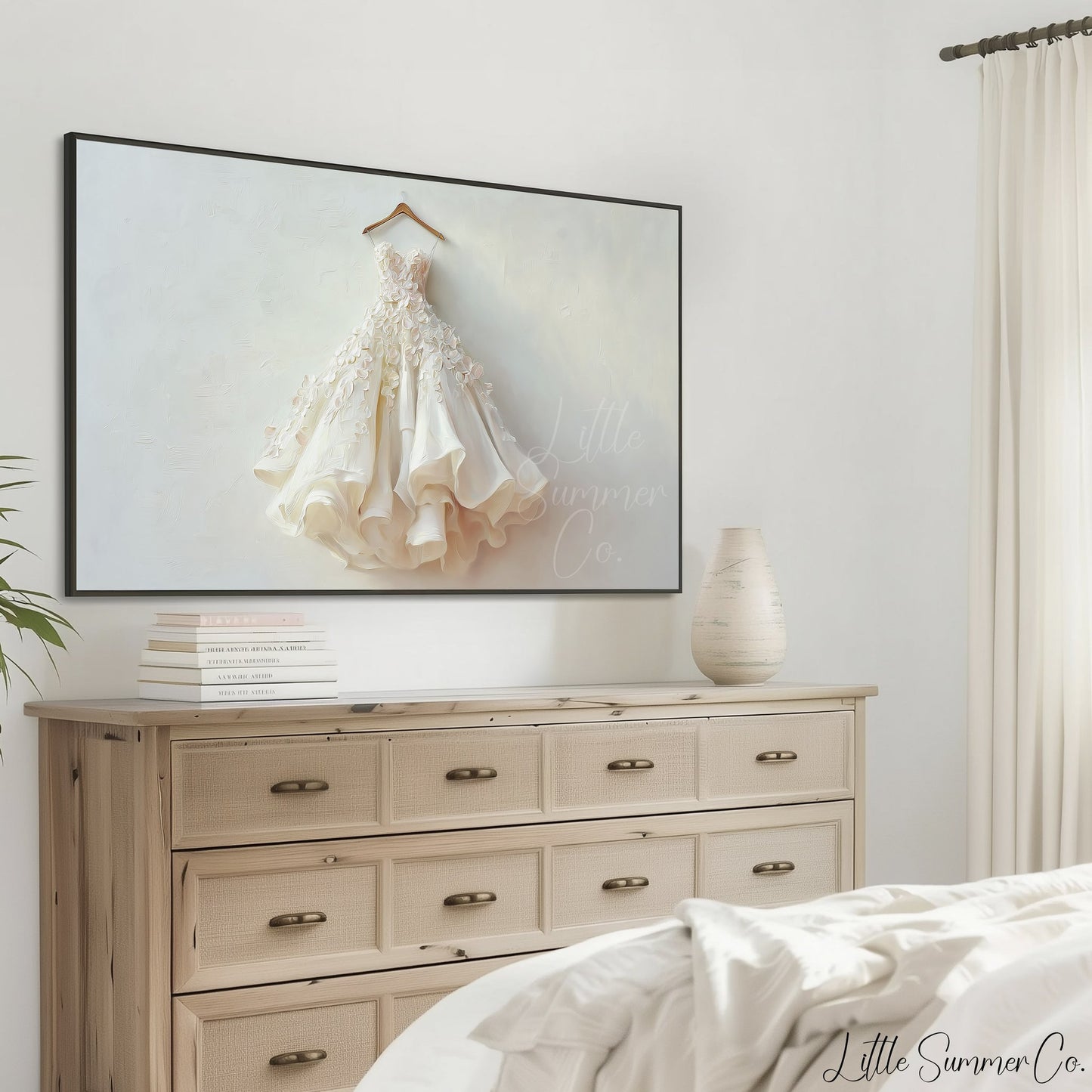 Lace Wedding Dress Frame TV Art displayed on a TV