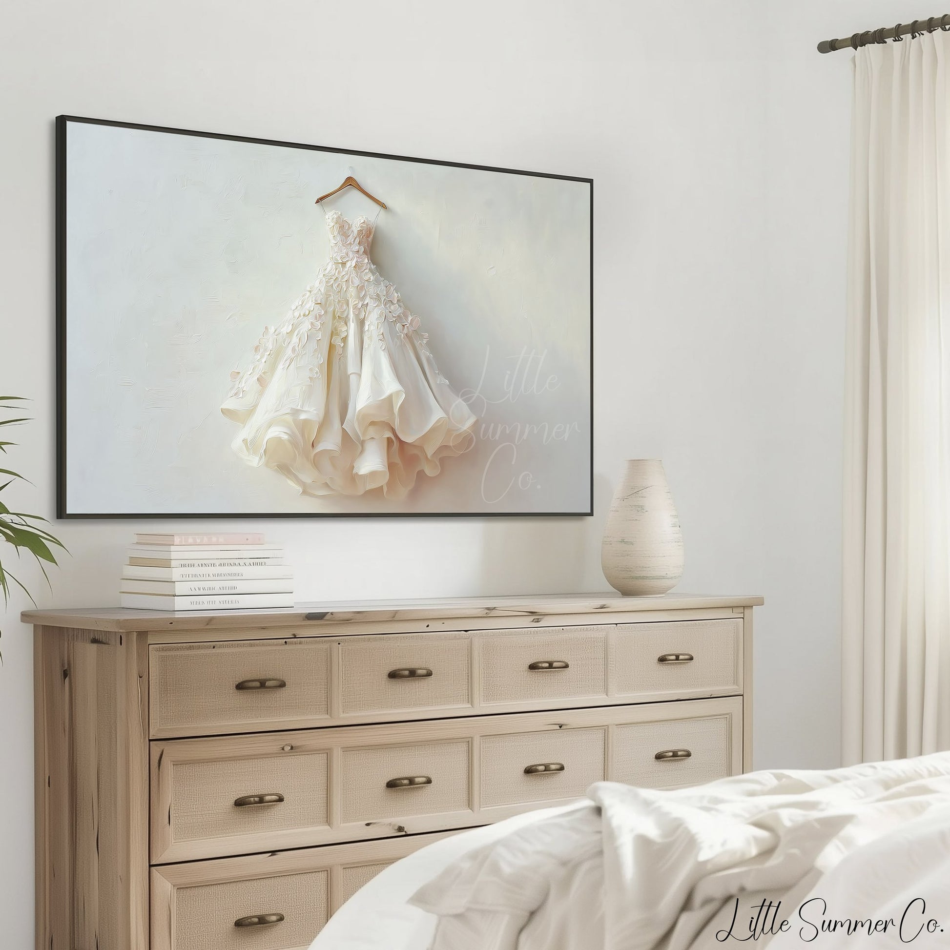 Lace Wedding Dress Frame TV Art displayed on a TV