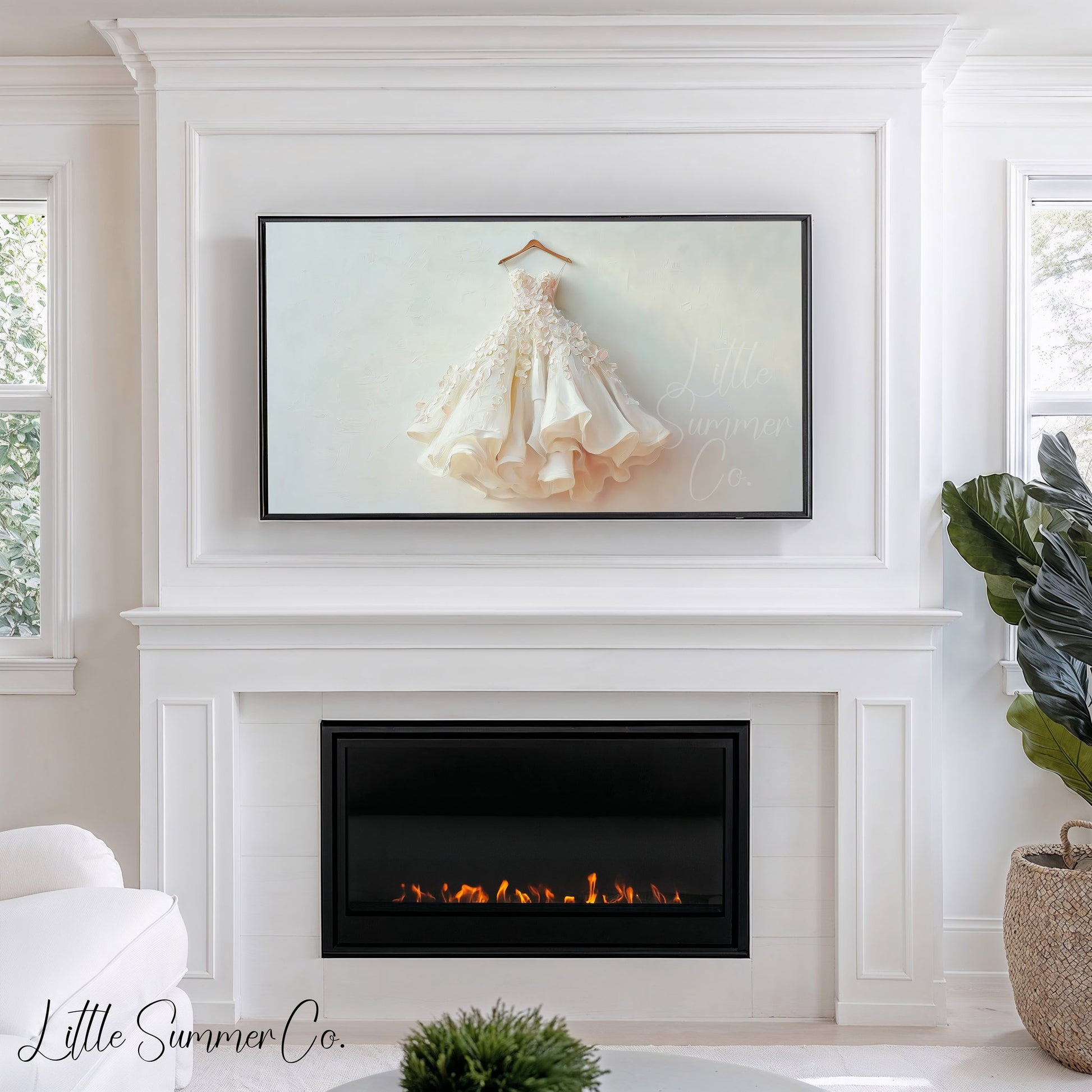 Lace Wedding Dress Frame TV Art displayed on a TV