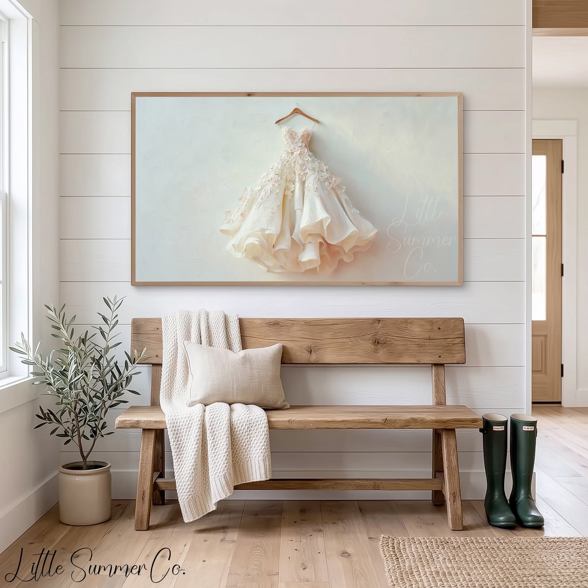 Lace Wedding Dress Frame TV Art displayed on a TV