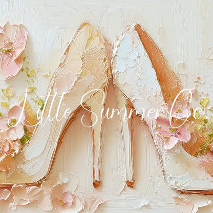 Bridal Heels with Flowers Frame TV Art displayed on a TV