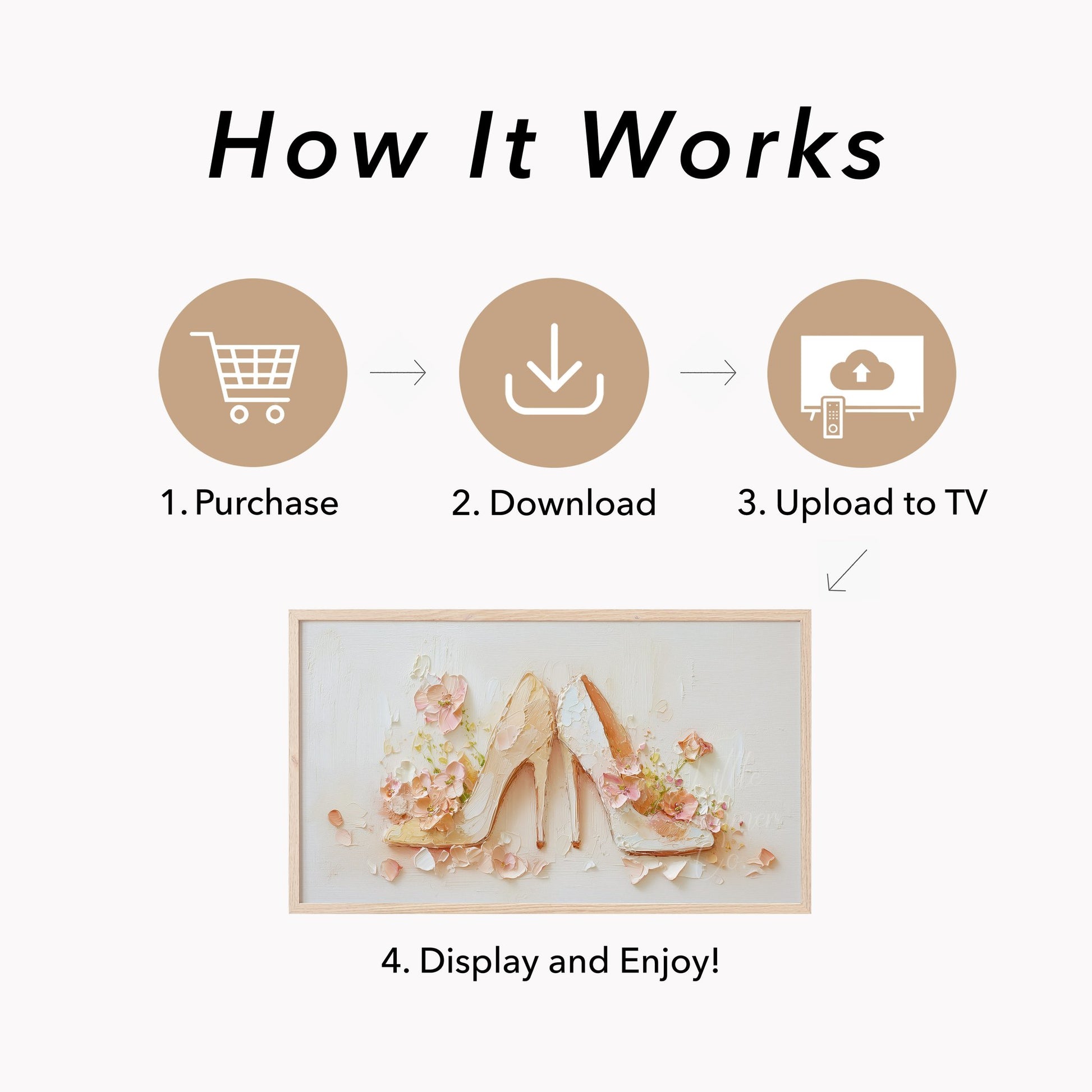Bridal Heels with Flowers Frame TV Art displayed on a TV