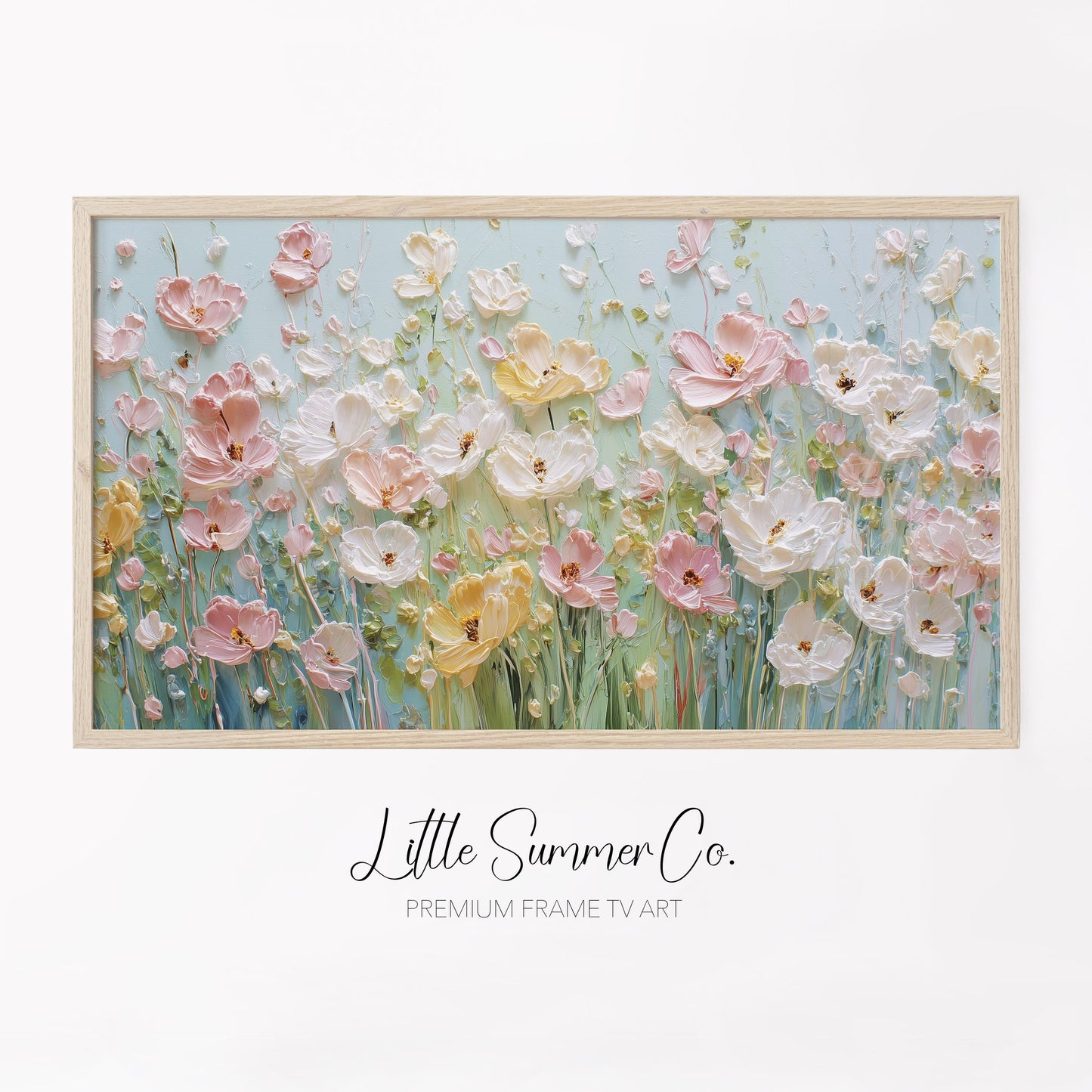 Pastel Wildflower Meadow Frame TV Art displayed on a TV