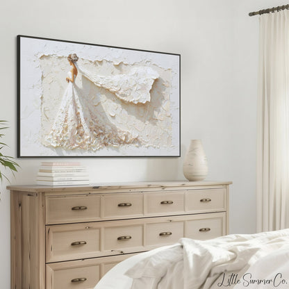 Bride with Flowing Veil Frame TV Art displayed on a TV