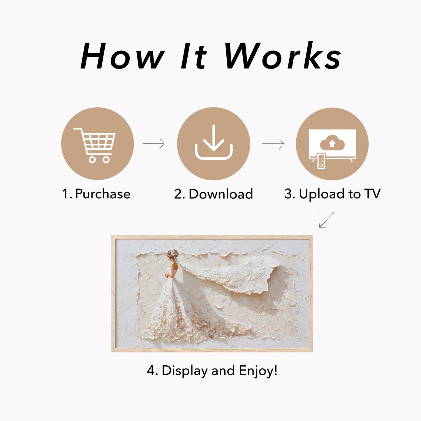 Bride with Flowing Veil Frame TV Art displayed on a TV