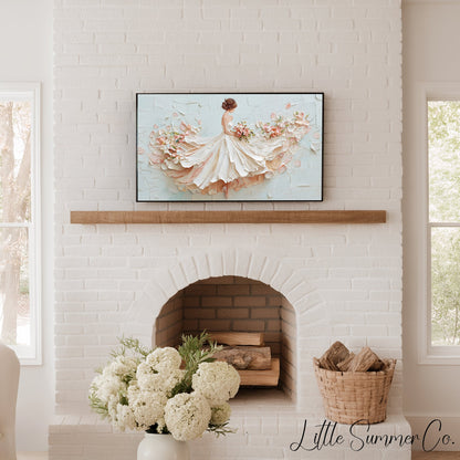 Bride with Bouquet Frame TV Art displayed on a TV