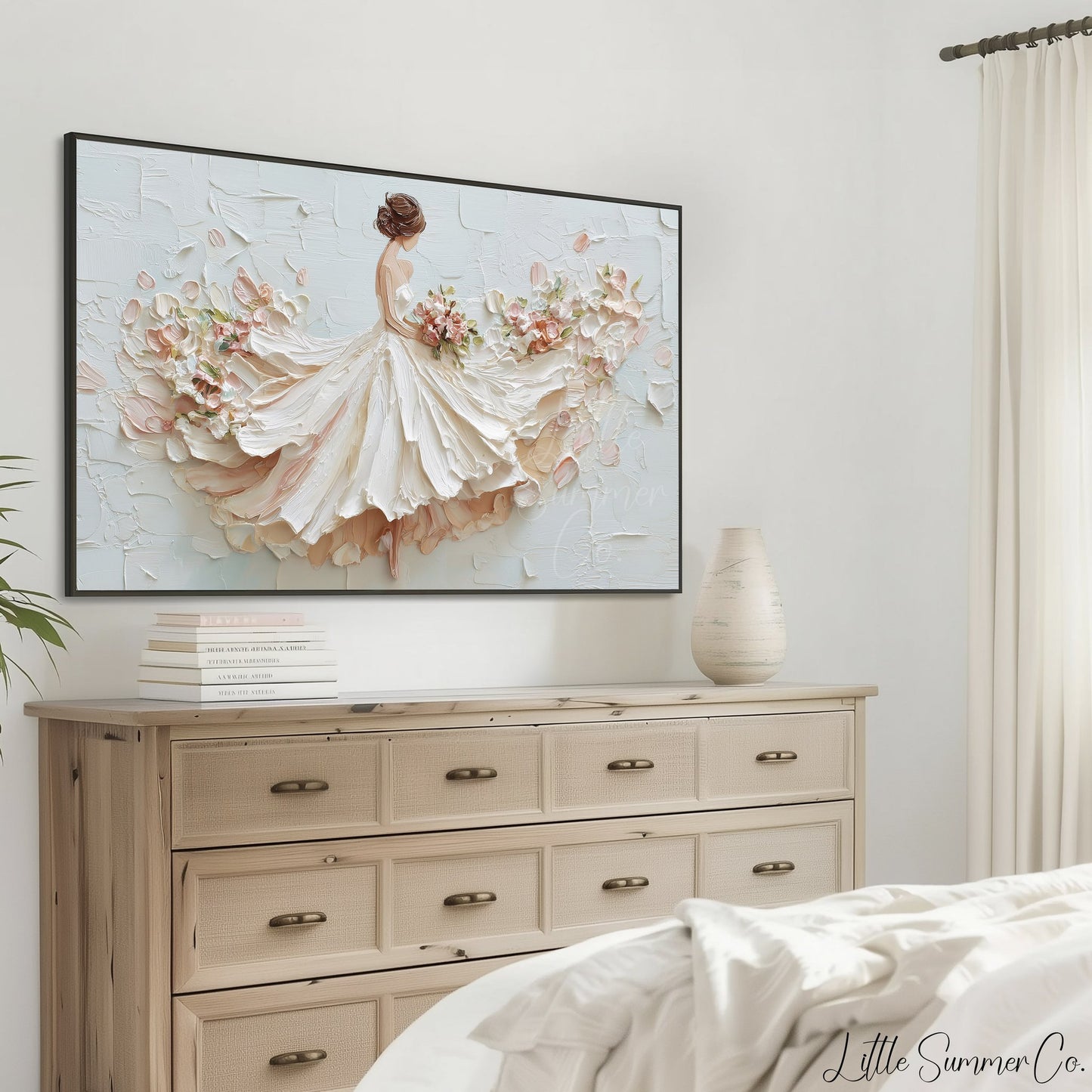 Bride with Bouquet Frame TV Art displayed on a TV