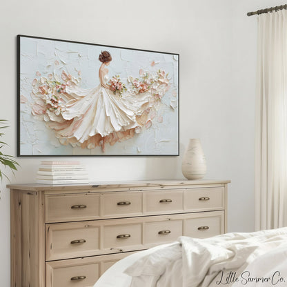 Bride with Bouquet Frame TV Art displayed on a TV