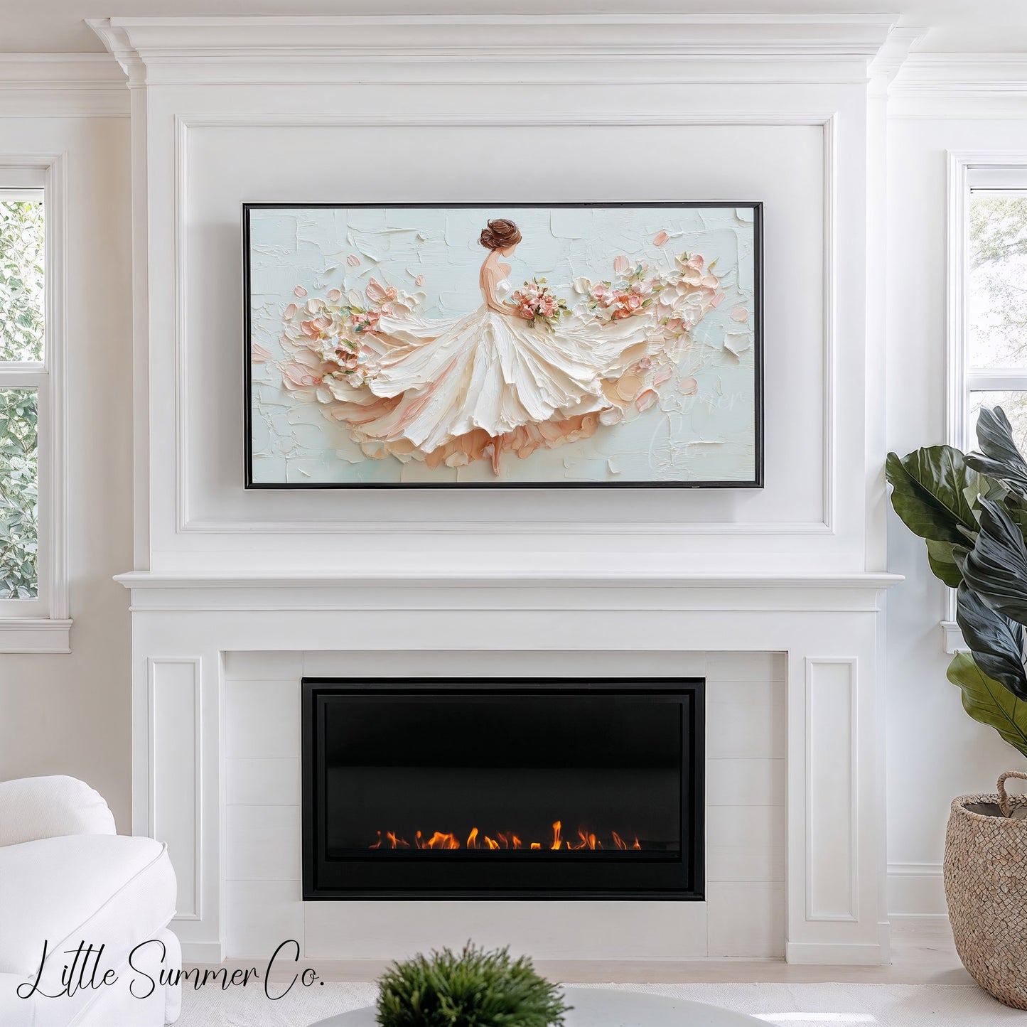 Bride with Bouquet Frame TV Art displayed on a TV