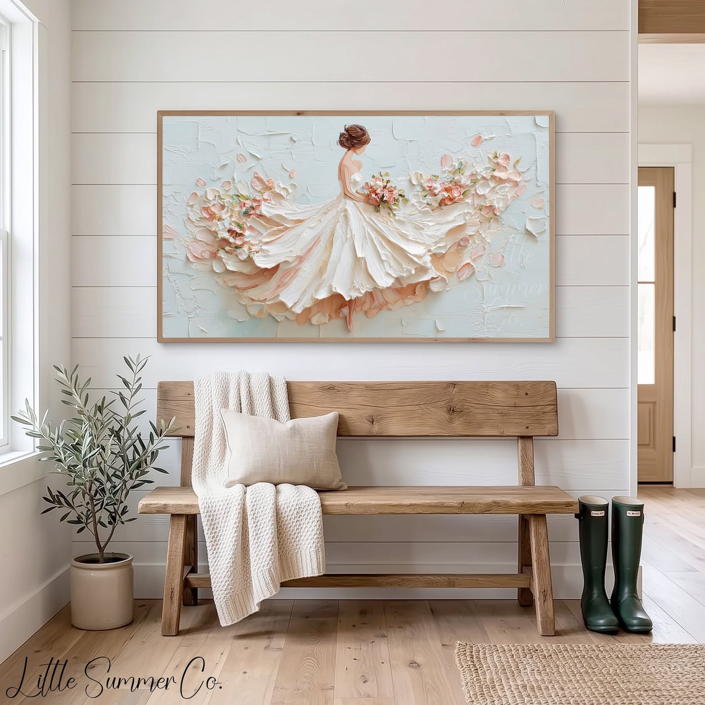 Bride with Bouquet Frame TV Art displayed on a TV