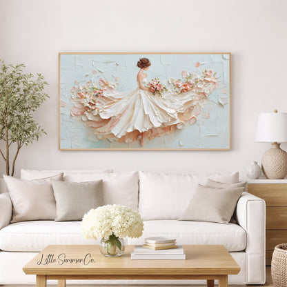 Bride with Bouquet Frame TV Art displayed on a TV