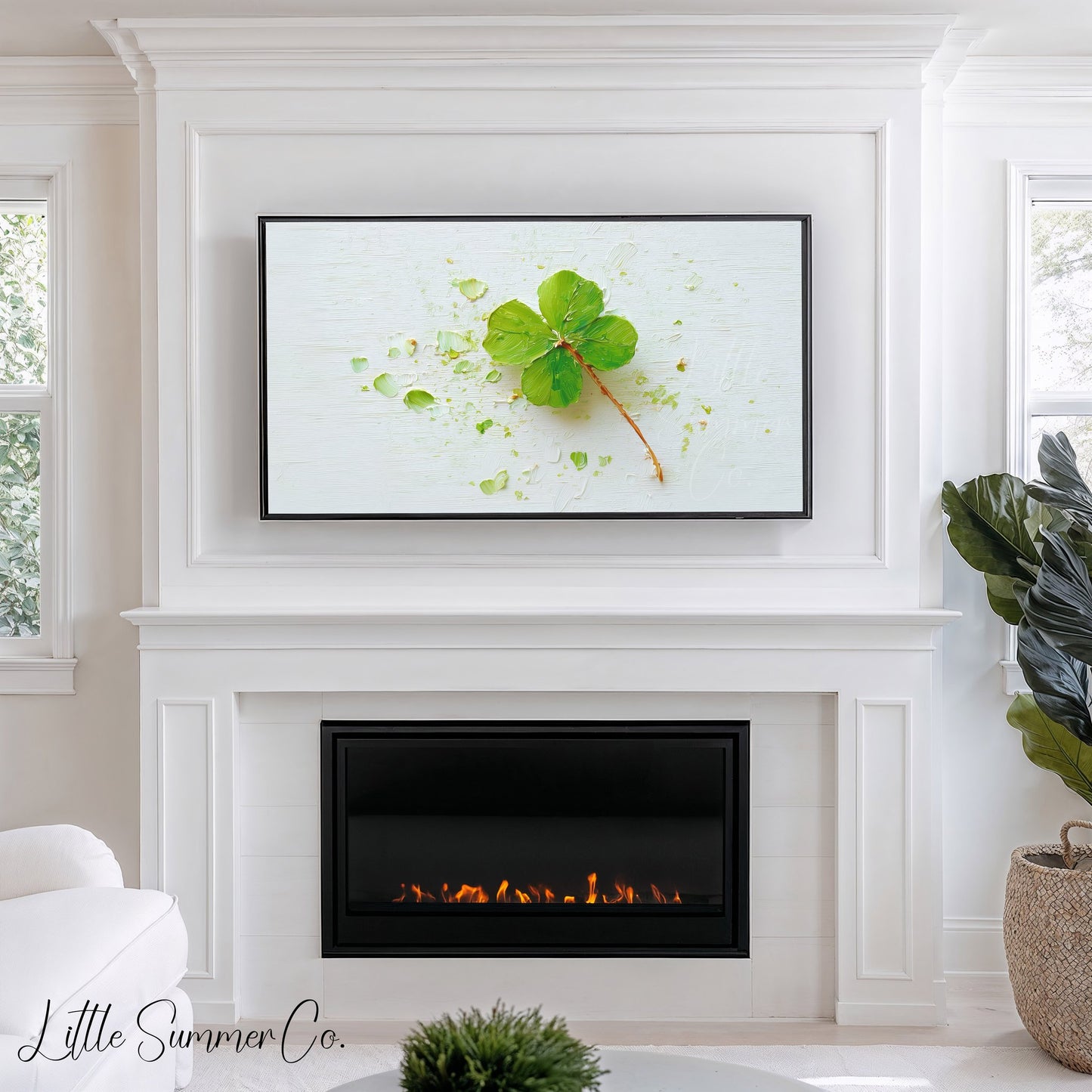 Four Leaf Clover Frame TV Art displayed on a TV
