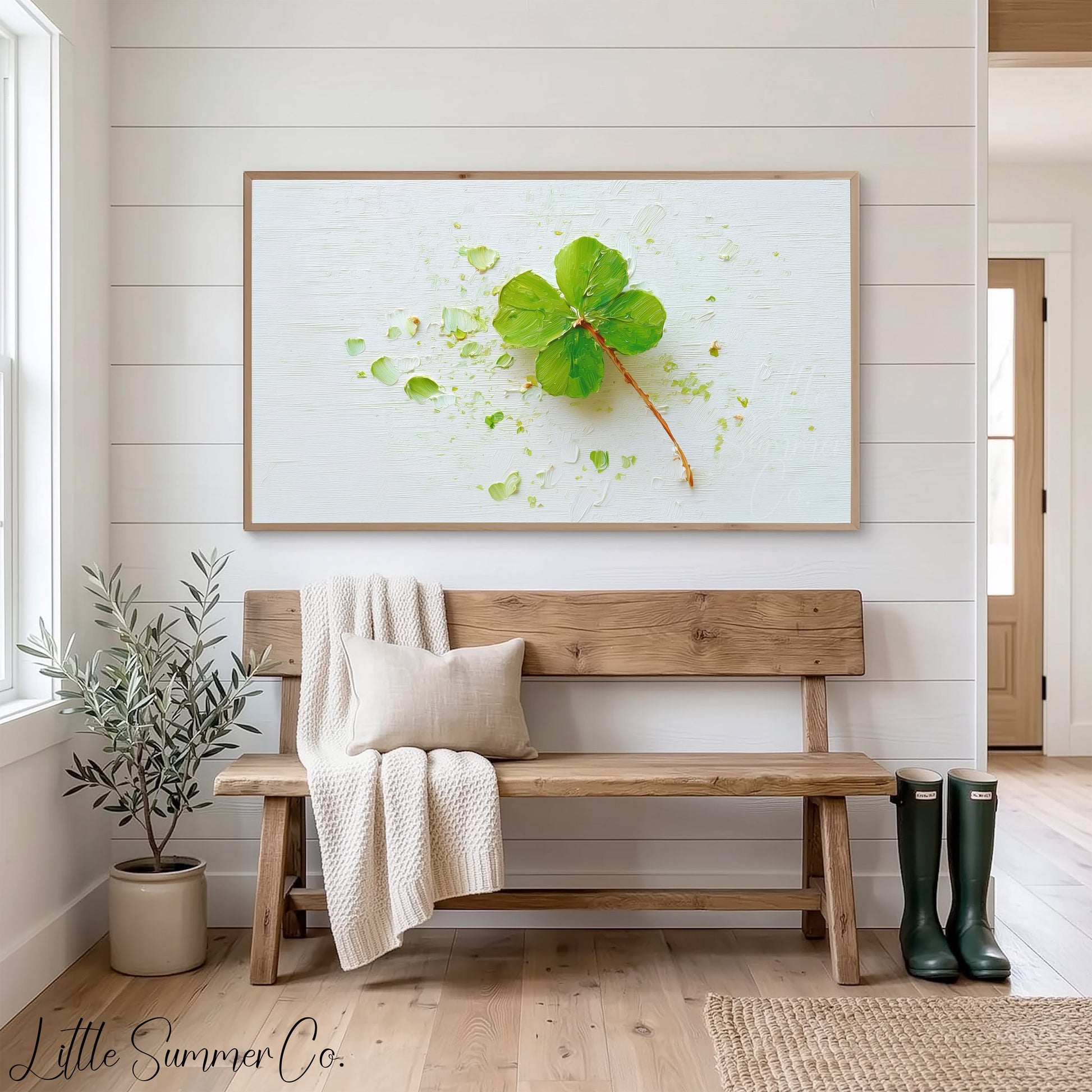 Four Leaf Clover Frame TV Art displayed on a TV