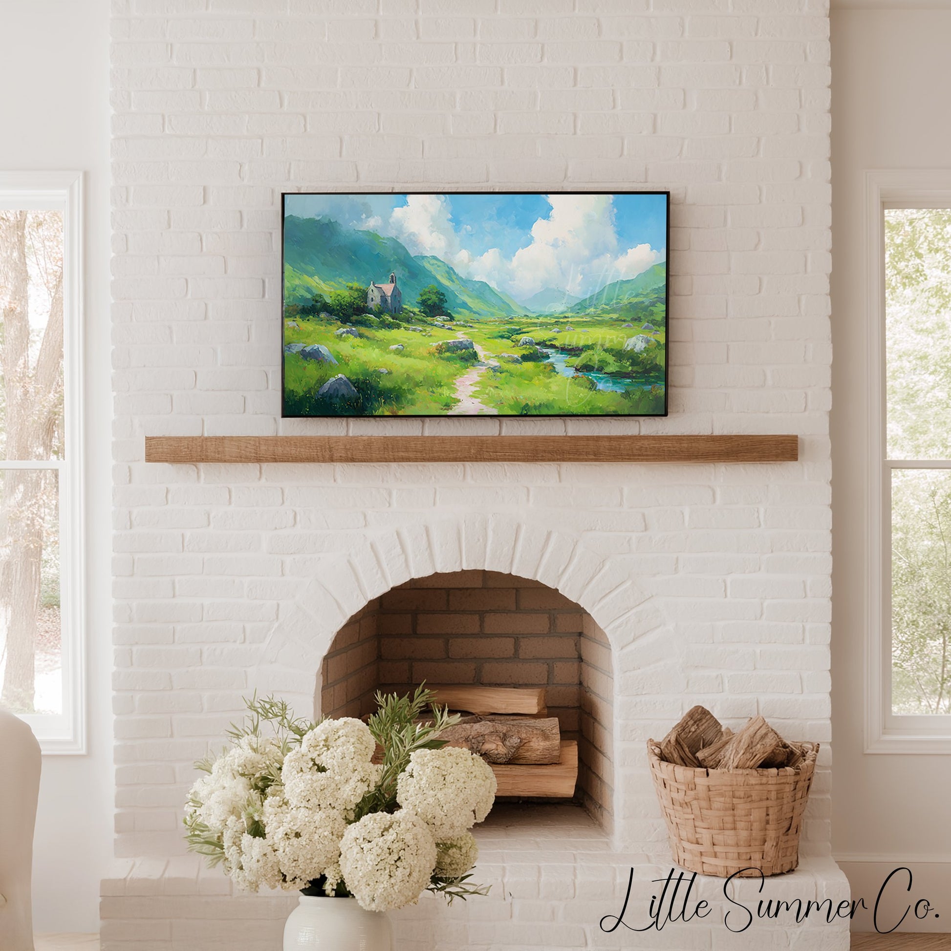 Mountain Chapel Frame TV Art displayed on a TV