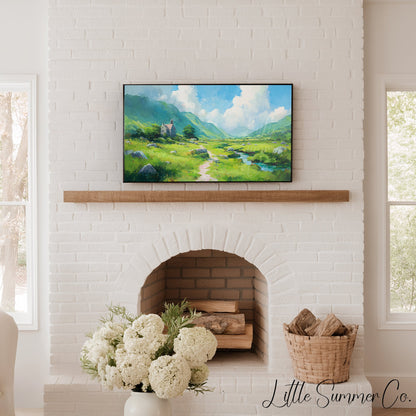 Mountain Chapel Frame TV Art displayed on a TV