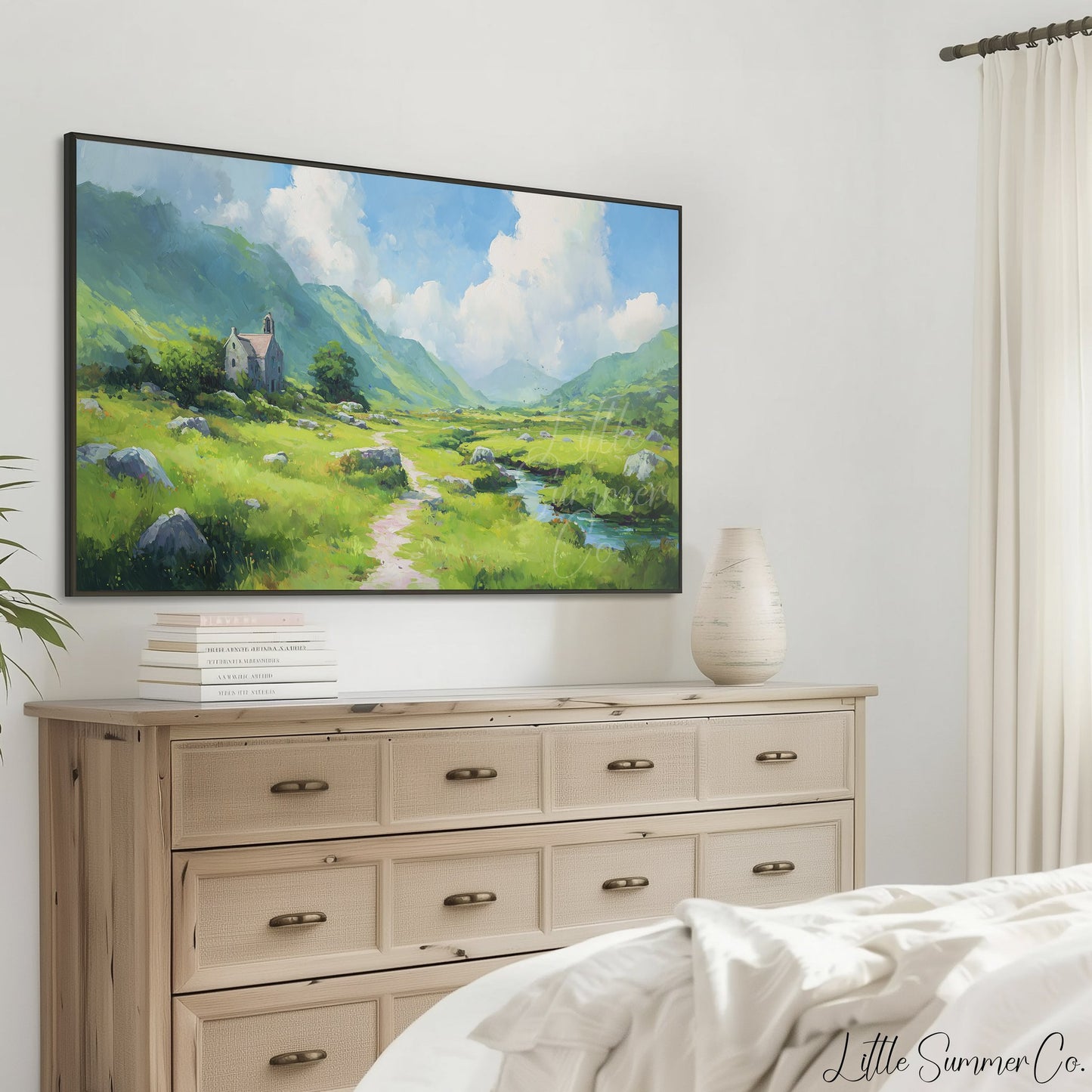 Mountain Chapel Frame TV Art displayed on a TV