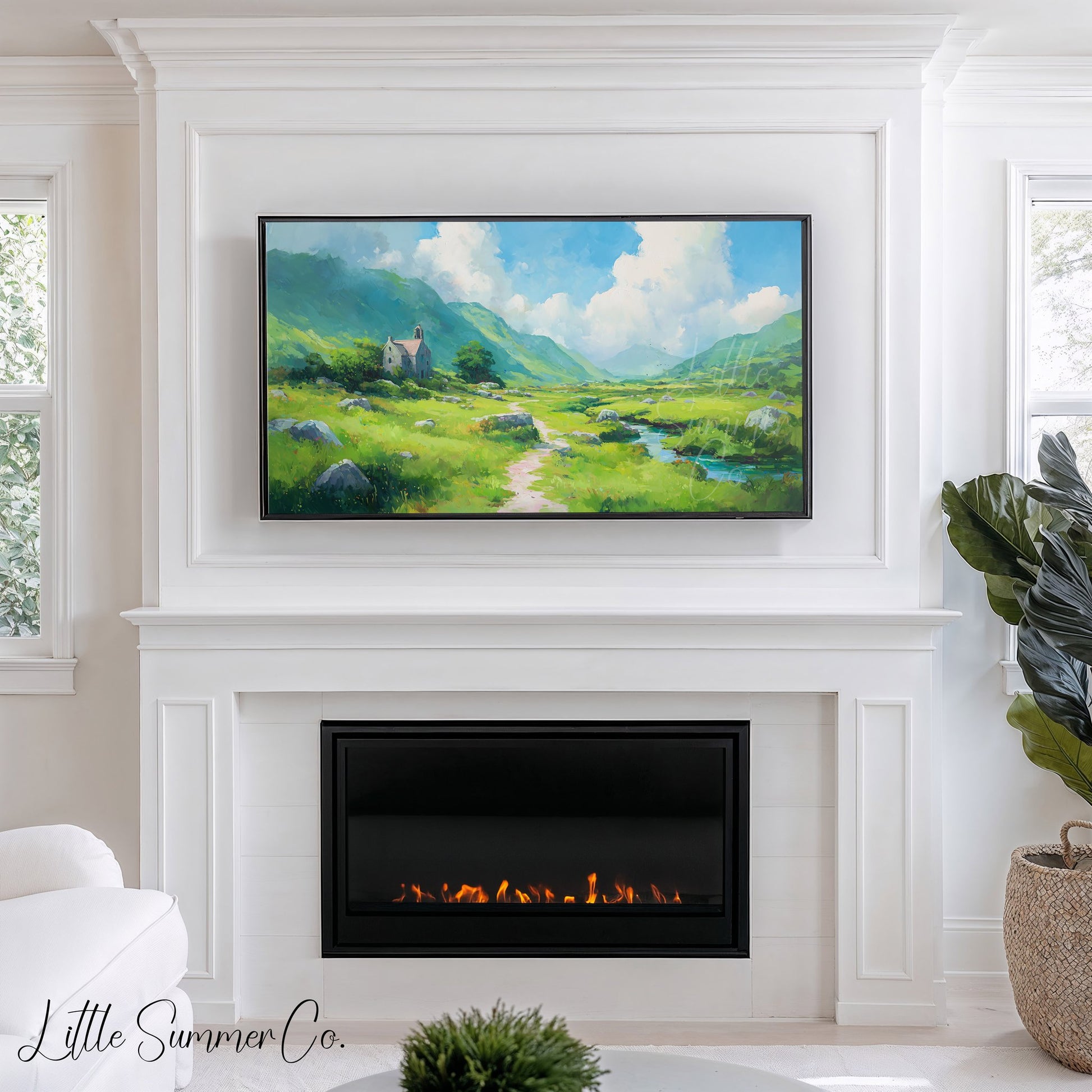 Mountain Chapel Frame TV Art displayed on a TV