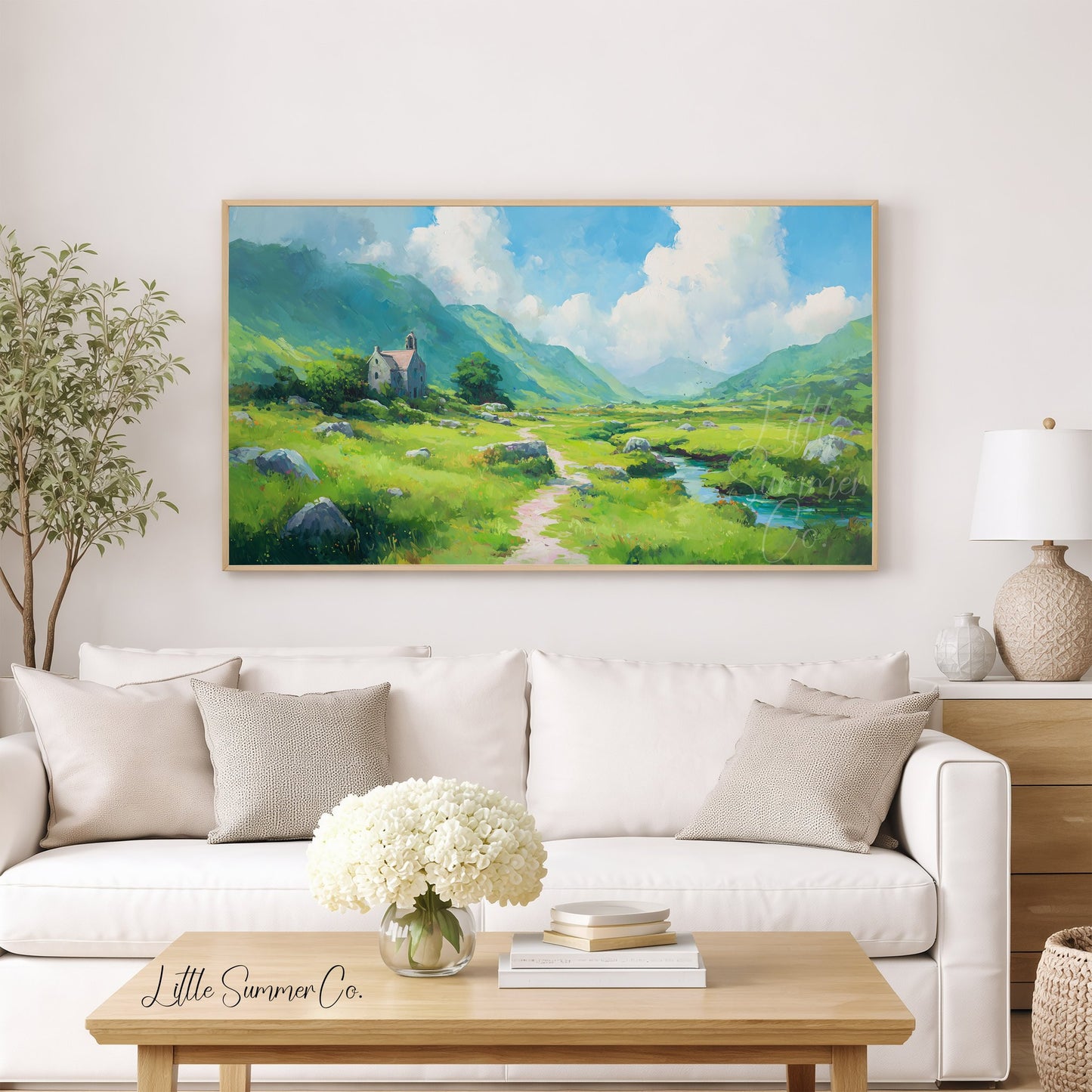 Mountain Chapel Frame TV Art displayed on a TV