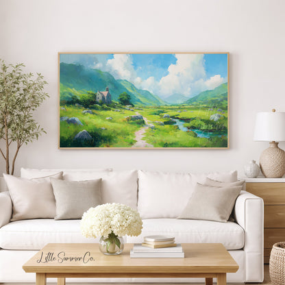 Mountain Chapel Frame TV Art displayed on a TV