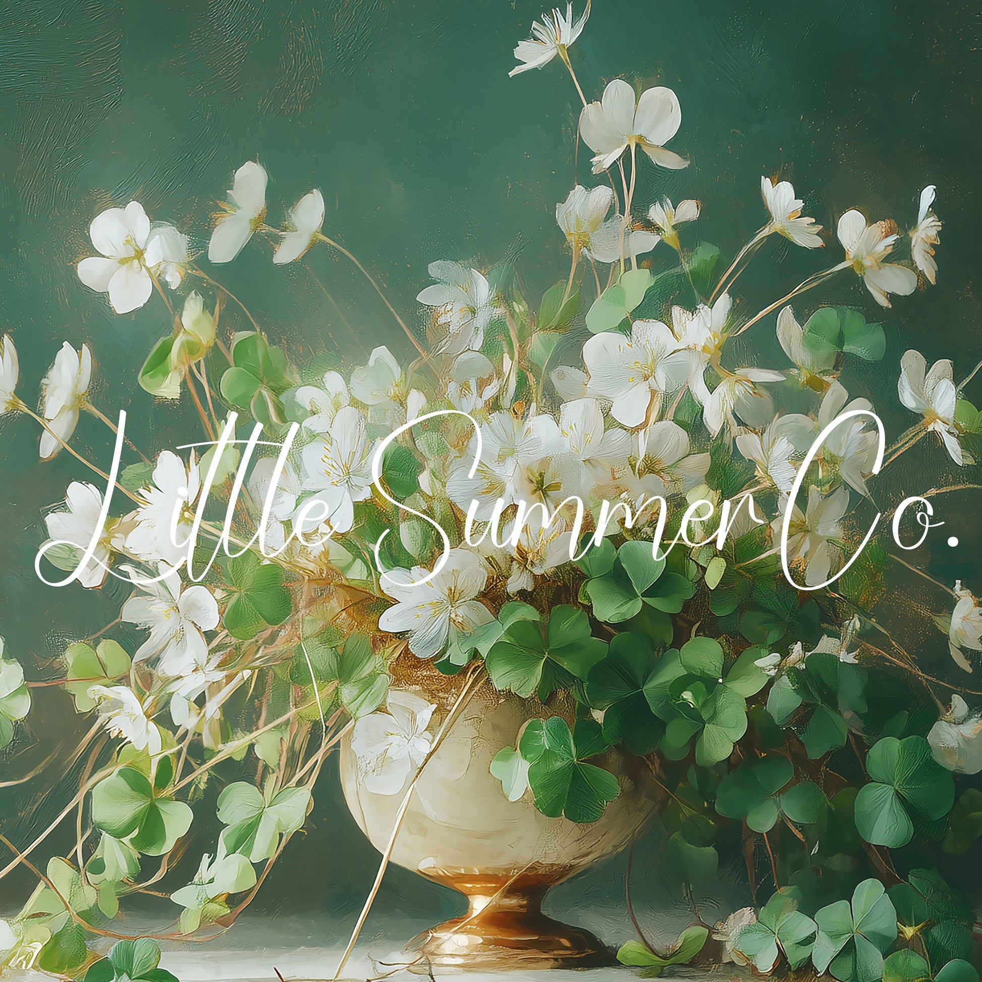 White Shamrock Flowers in Urn Frame TV Art displayed on a TV