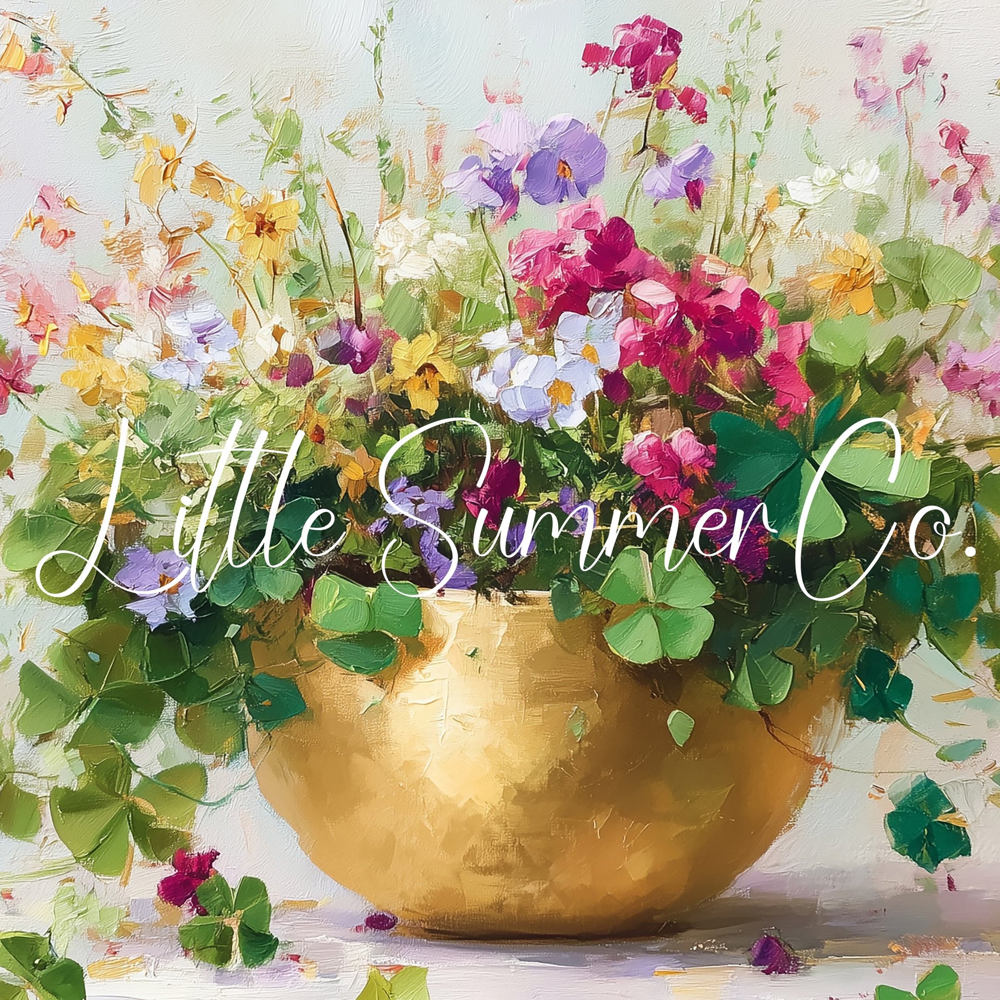 Clover Bouquet in Gold Bowl Frame TV Art displayed on a TV